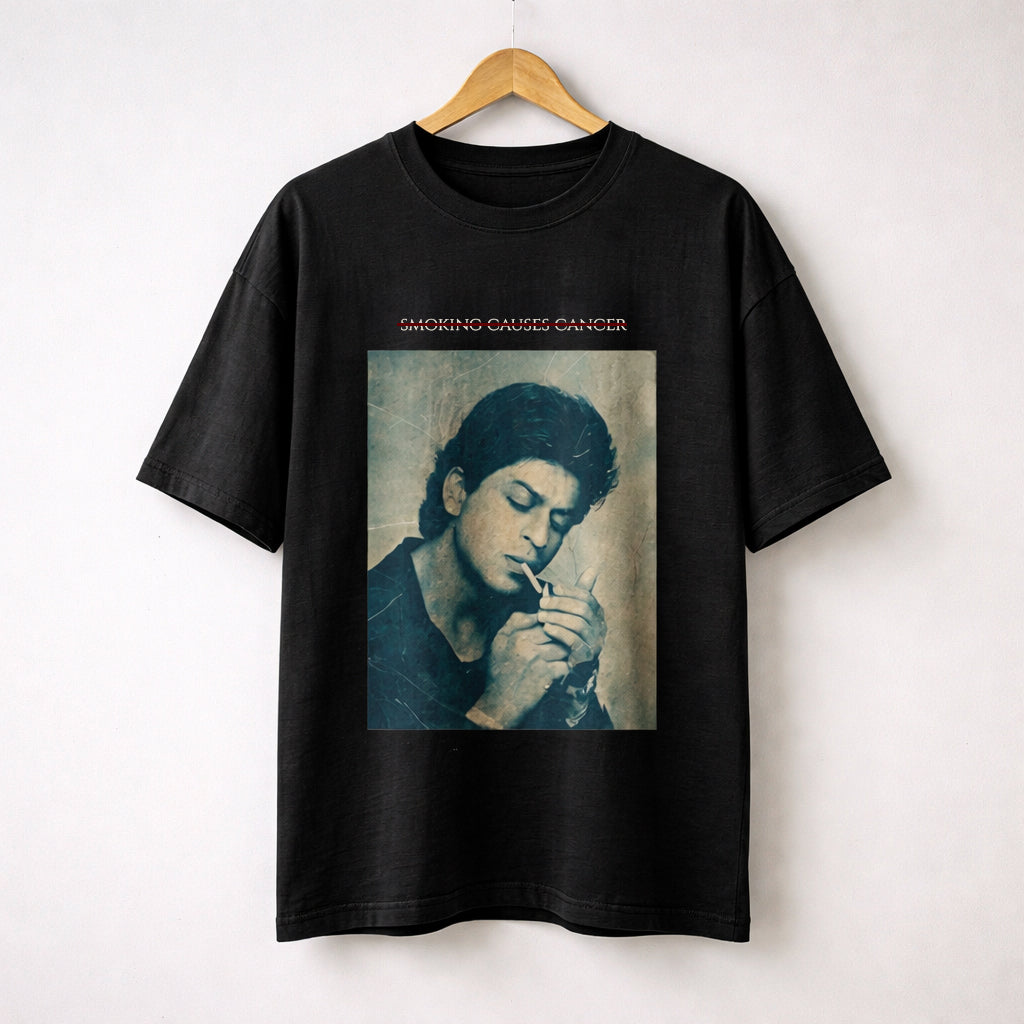SRK Smoking Kills Back Printed Oversized T-Shirt – Black