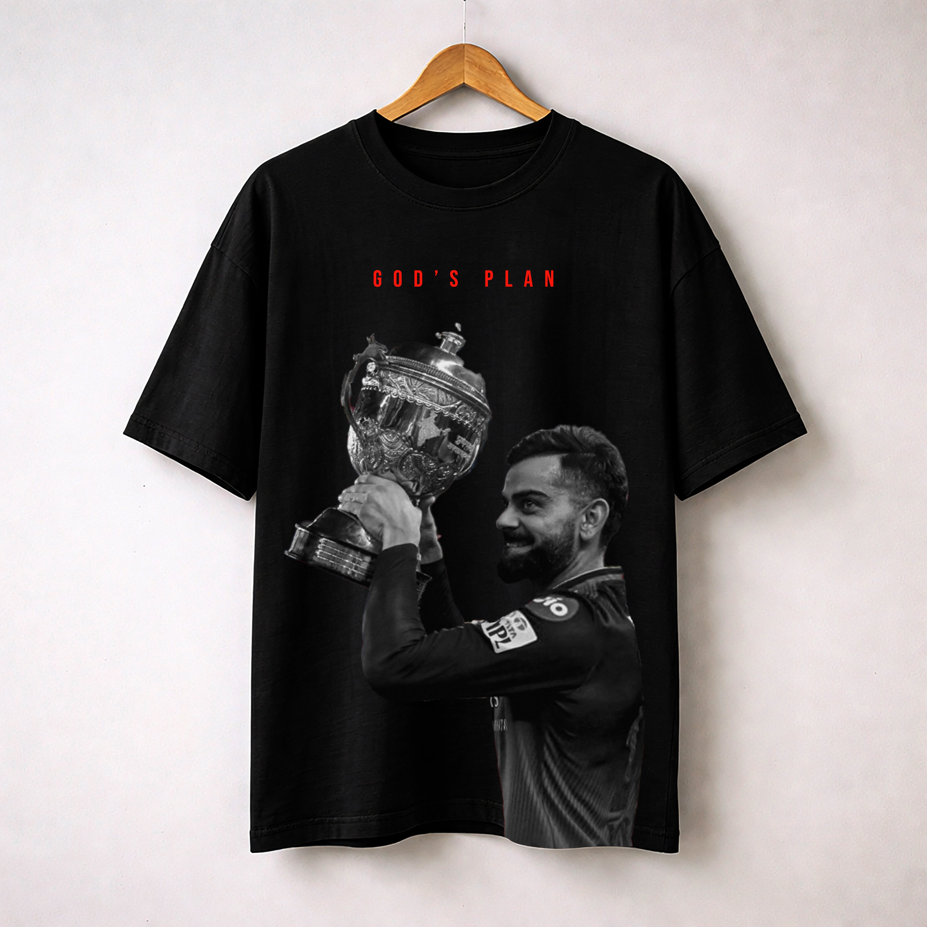 Virat Kohli God’s Plan Oversized Black T-Shirt