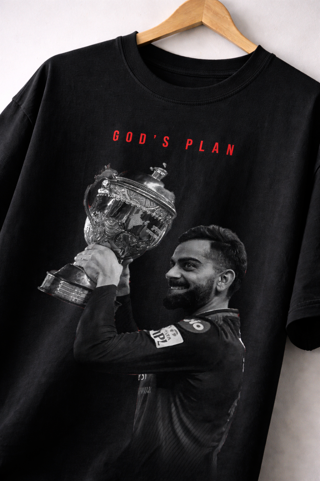 Virat Kohli God’s Plan Oversized Black T-Shirt