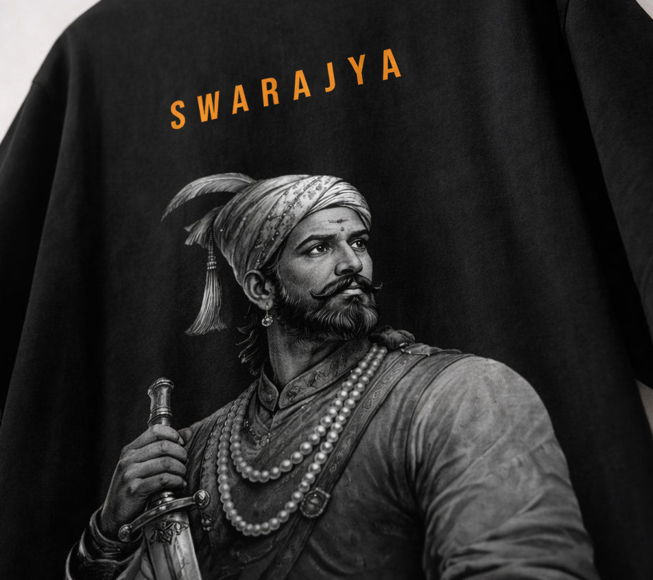 Shivaji Maharaj Swarajya Oversized Printed T-Shirt – Black