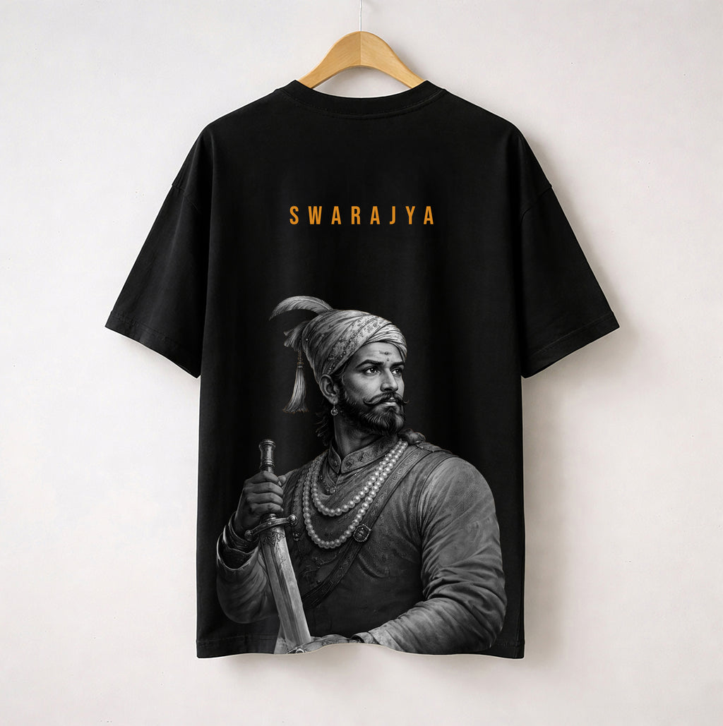 Shivaji Maharaj Swarajya Oversized Printed T-Shirt – Black