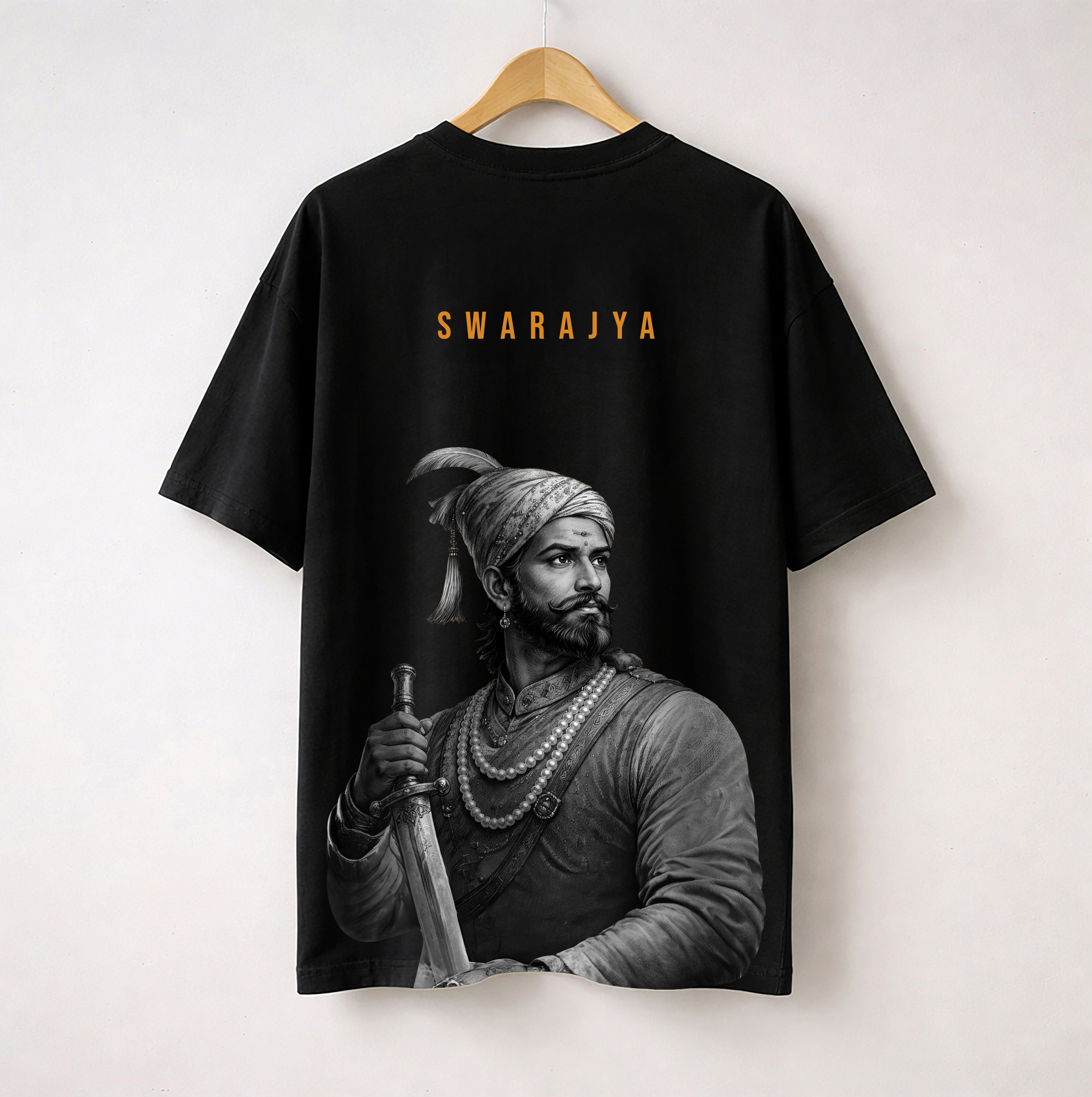 Shivaji Maharaj Swarajya Oversized Printed T-Shirt – Black